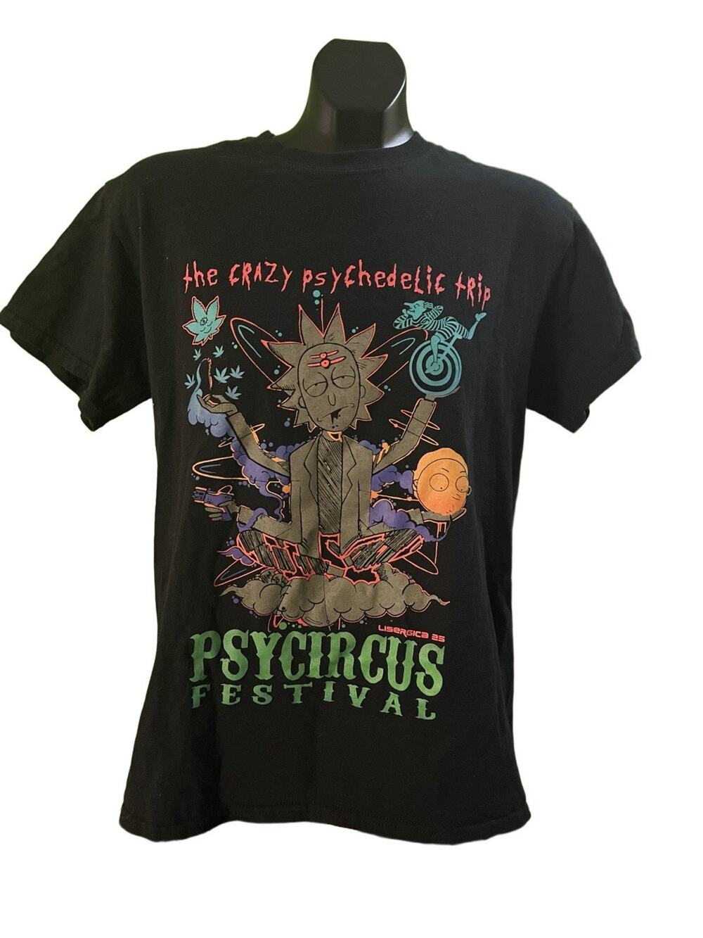 Rick And Morty Psycircus Festival Tee Men’s M Psychedelic Trip Graphics